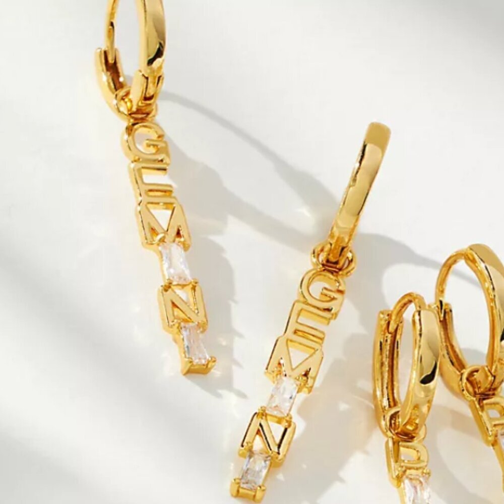 Anthropologie Crystal Gemini Zodiac Charm Huggie Earrings